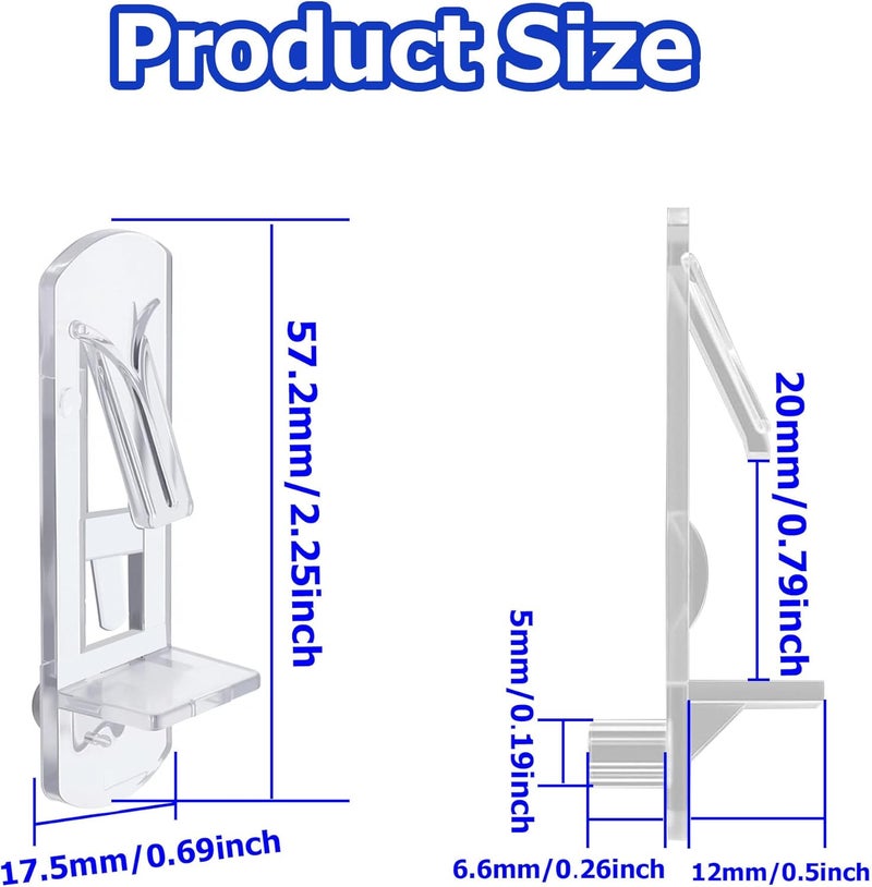 Ojeemii 20PCS Plastic Locking Shelf Support Pegs, 5mm Self-Locking Shelf Pins, Plastic Cabinet Shelf Clips, Clear Bracket Clips for Kitchen, 5mm Peg x 3/4" Thick Shelves - Image 2